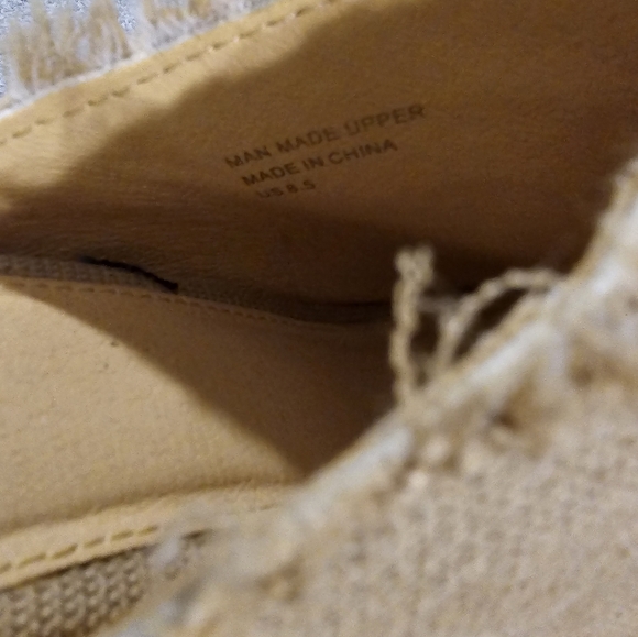 Linen Wedge Espadrilles Raw Edge Size 8.5 - Picture 7 of 9